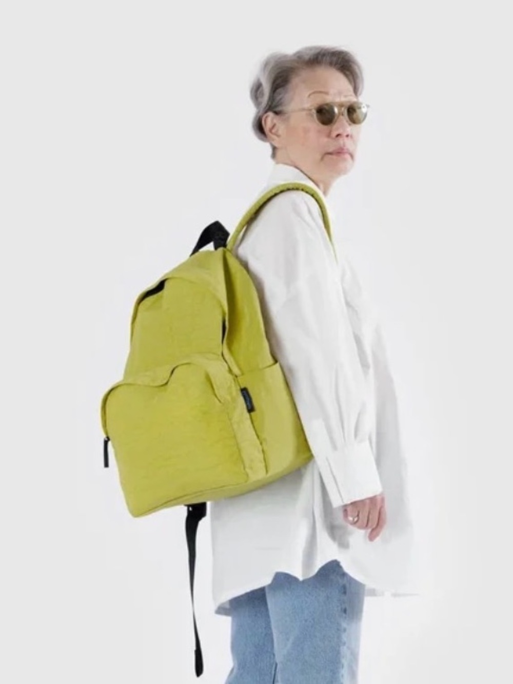 Baggu backpack in lemongrass green